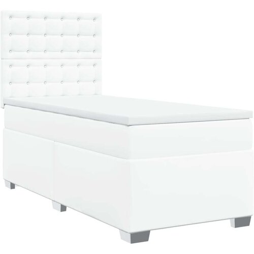 VidaXL Krevet s oprugama i madracem bijeli 90 x 190 cm od umjetne kože Slike