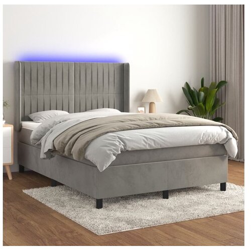  Krevet box spring s madracem LED svjetlosivi 140x190 cm bar&scaron;un Cijene