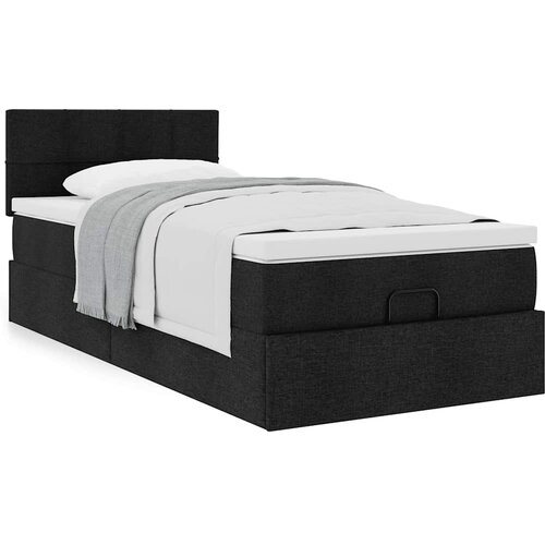 vidaXL Otomanski posteljni okvir z vzmetnico črn 90x190 cm blago Cene
