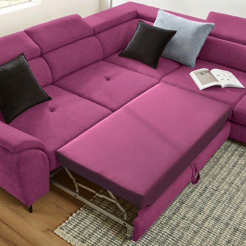 Stylife KOTNA SEDEŽNA GARNITURA, tkanina magenta Slike