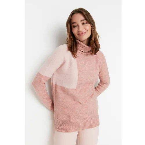 Trendyol Dried Rose Color Block Knitwear Sweater