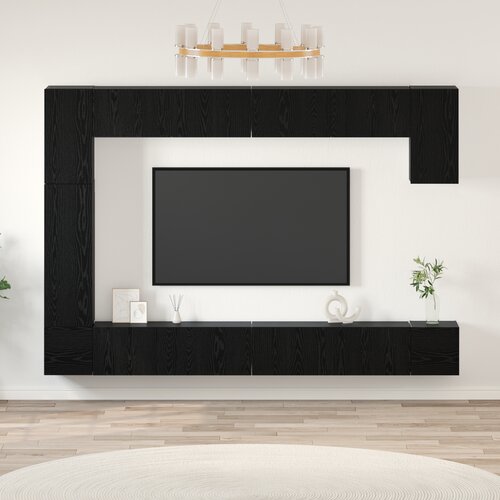 vidaXL Komplet TV omaric 9 pcs Črni hrast Konstruiran les, (5000068929) Cene
