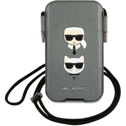  ORIGINAL KARL LAGERFELD TORBICA SAFFIANO IKONIK KARL&CHOUPETTE HEAD KLHCP12MOPHKCG 6,1 INČA SIVA Cijene