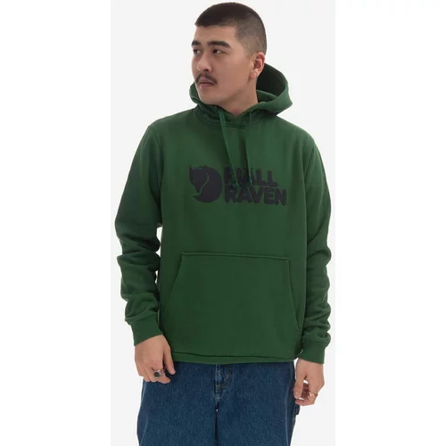 Fjallraven Bombažen pulover moška, zelena barva, s kapuco