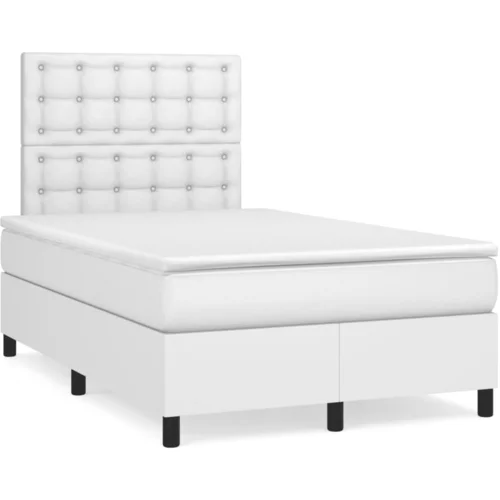  Krevet box spring s madracem LED bijeli 120x190 cm umjetna koža
