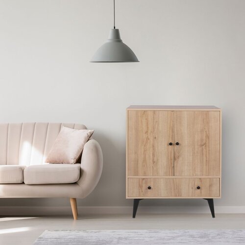 Hanah home bern oakblack multi purpose cabinet Cene