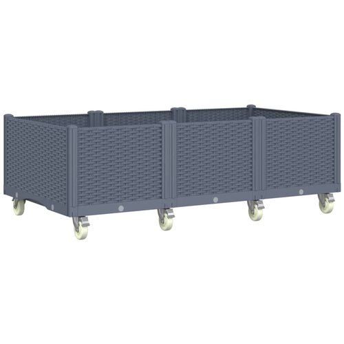 Maison Chic Cvetlično korito - Cvetlični Lonec s kolesi sivo 150x80x54 cm PP, (21788599) Cene