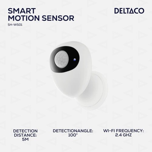 Deltaco SMART HOME Wifi Senzor gibanja, PIR, WiFi 2.4 GHz BELO/ČRNO Slike