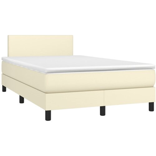  Krevet s oprugama i madracem krem 120x200 cm od umjetne kože Slike
