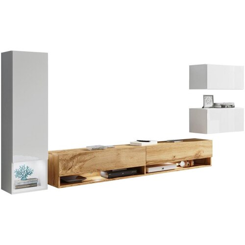 P &amp;amp; B Dnevni Regal Amadeo, Bela, Barva Hrasta, Led, 4-Delno Slike