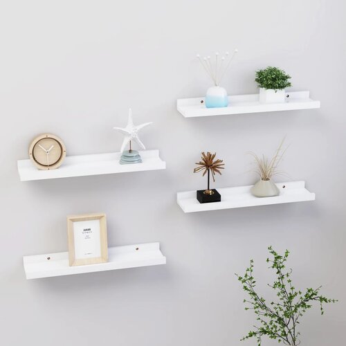 VidaXL Stenske police 4 kosi bele 40x9x3 cm Slike