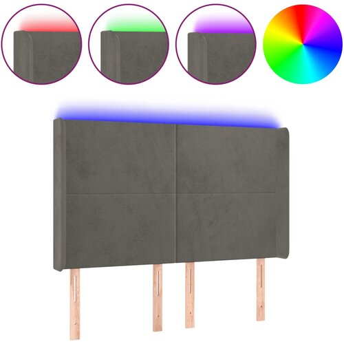 Maison Chic led posteljno vzglavje - vzglavna omarica - nočna omarica temno sivo 147x16x118/128 cm žamet, (21707777) Slike