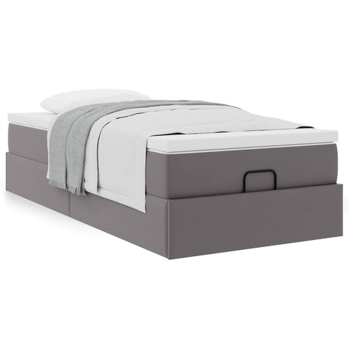 VidaXL Otomanski okvir kreveta s madracem sivi 100x200cm umjetna koža Slike