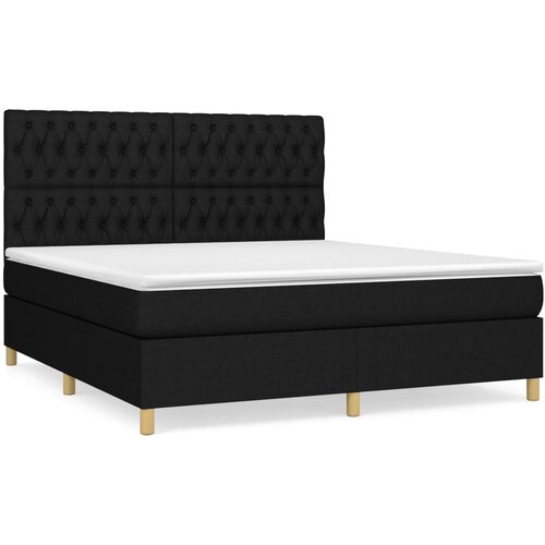 VidaXL Box spring postelja z vzmetnico črna 180x200 cm blago, (20792120) Slike