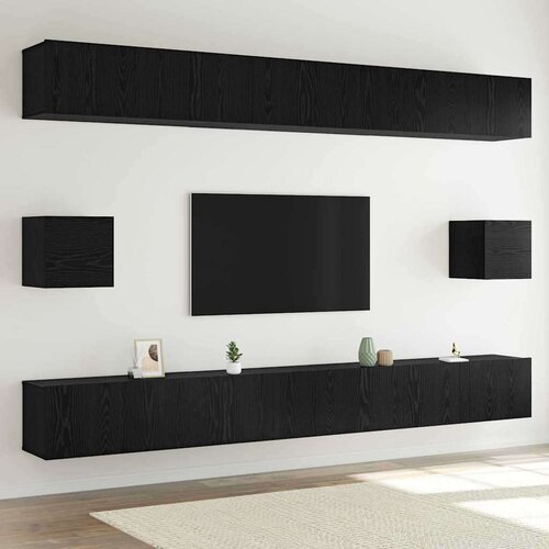 vidaXL Komplet TV omaric 8 pcs Črni hrast 100 x 30 x 30 cm, (5000068925) Cene