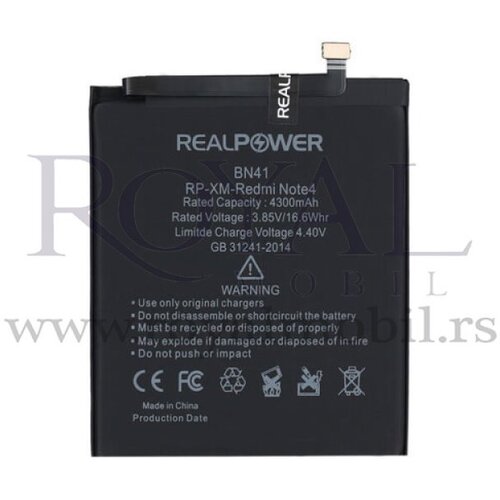 REAL POWER baterija  za xiaomi redmi note 4 Bn41 (4300mAh) Cene