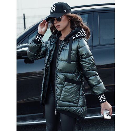 DStreet Kurtka przejściowa damska pikowana z kapturem FASHION CHIC zielona Slike