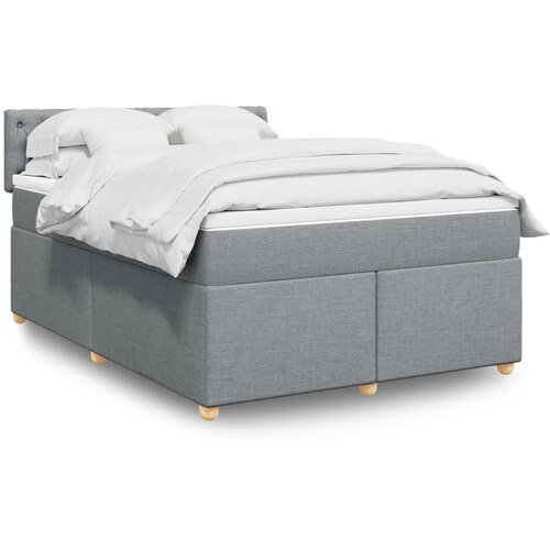 VidaXL Box spring postelja z vzmetnico svetlo siva 140x200 cm blago Slike