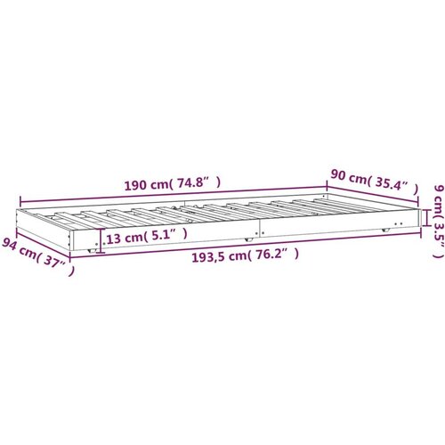 VidaXL Okvir za krevet 90 x 190 cm od masivne borovine Slike