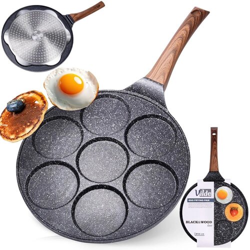  Granitna tava za pečenje palačinki i jaja 7 rupa 26cm BLACK&amp;amp;WOOD Slike
