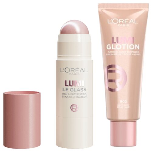 L&amp;acute;Or&amp;eacute;al Paris L&amp;#039;Or&amp;eacute;al Paris Lumi Glotion tečni puder za nagla&amp;scaron;avanje sjaja 902 light glow​ + L&amp;rsquo;Or&amp;eacute;al Paris Lumi hajlajter u stiku 620 Pink Ballet Slike
