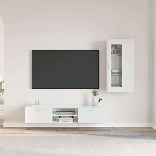  Set TV komoda s ladicama Visoki sjaj bijela Konstruirano drvo Cene