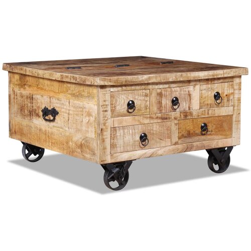 The Living Store Klubska mizica iz močnega mangovega lesa 70x70x40 cm - Klubska Mizica, (21573838) Cene