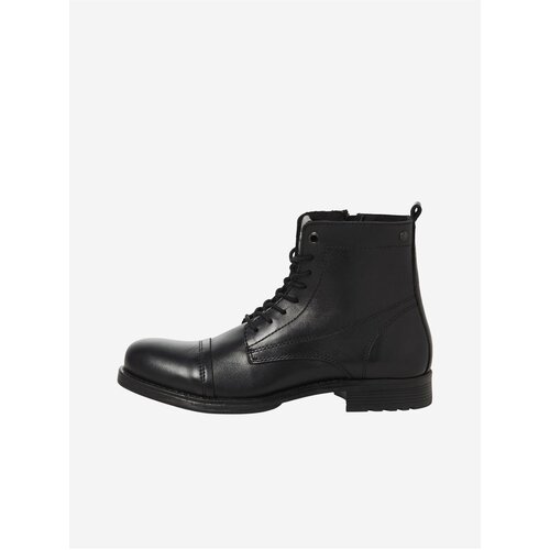 Jack & Jones Black Men's Leather Winter Ankle Boots Shaun - Men Cene
