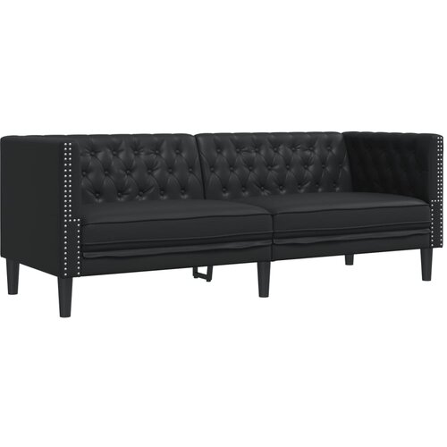 Maison Chic kavč - Sofa - Kanape trosed Chesterfield črna umetno usnje, (21726500) Cene