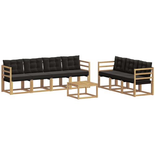 vidaXL Zunanja garnitura za sedenje z blazino 8 pcs Bela in črna, (5000280759) Cene