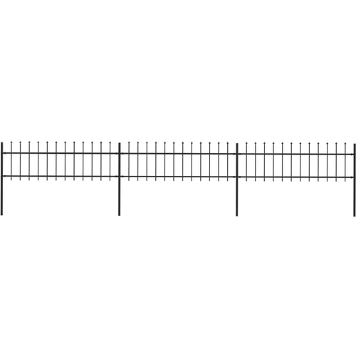  ograda s ukrasnim kopljima čelična 5,1 x 0,6 m crna