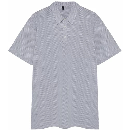 Trendyol Plus Size Regular/Normal Cut Textured Polo Neck T-shirt