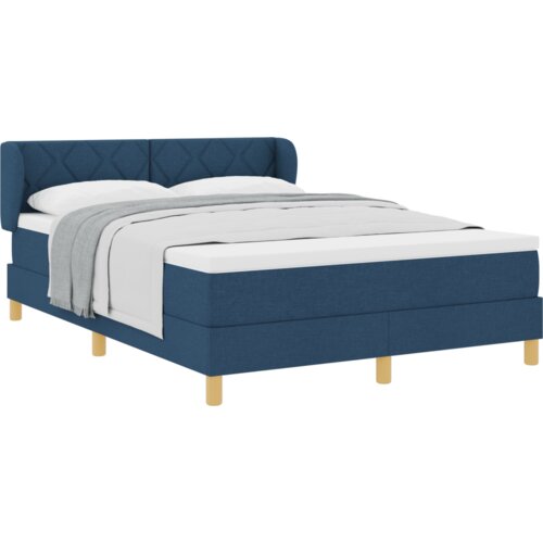 Box Spring Krevet s Madracem - Plava 160x200 cm Tkanina Slike