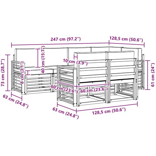  Set vanjskih sofa 7 kom. Bijela i svjetlosiva Poliester 247 x 128,5 x 73 cm Slike