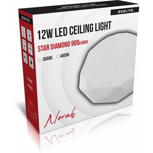 Asalite stropna LED luč diamant, 12W STAR, 3000K, 900lm Cene