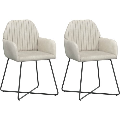 vidaXL Jedilni stoli 2 pcs Žamet Krem 55 x 50 x 84 cm, (5000296902) Cene