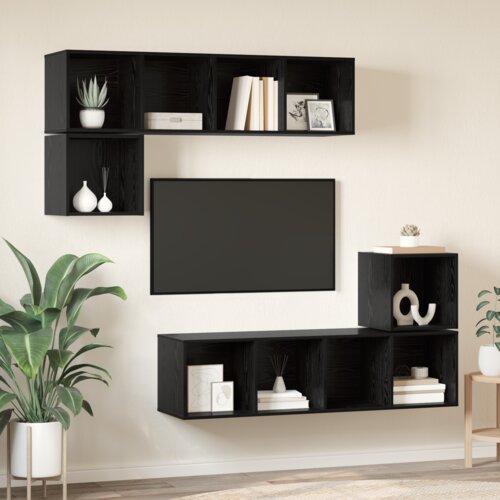 vidaXL Komplet TV omaric 4 pcs Črni hrast 37 x 37 x 142.5 cm Cene
