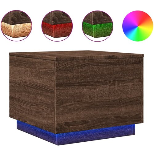Maison Chic Klubska mizica - kavna mizica - Nizka mizica z LED lučkami rjavi hrast 50x50x40 cm, (21752258) Cene