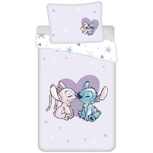 Jerry Fabrics Enojna bombažna otroška posteljnina 140x200 cm Lilo and Stitch "Heart" – Cene