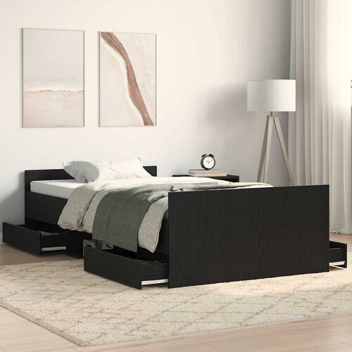  Krevetna konstrukcija s ladicama Crni hrast 193 x 93 x 50 cm Cijene