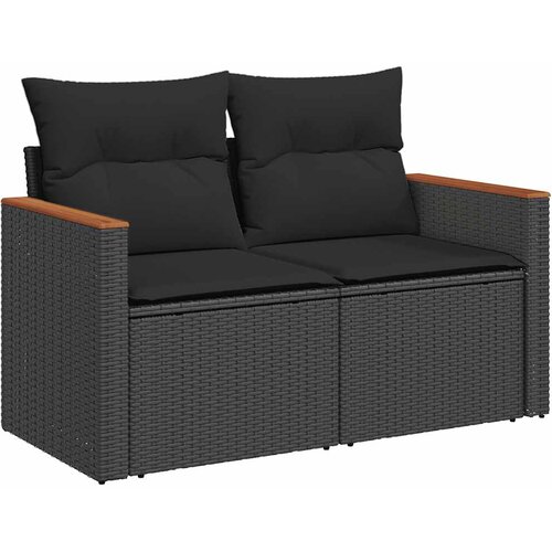  11-dijelni set vrtnih sofa od poliratana s jastucima crni Crna 62 x 62 x 69 cm Slike