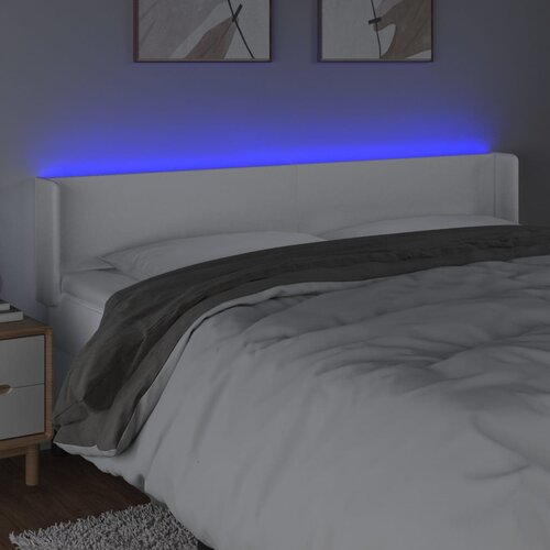  LED uzglavlje bijelo 203x16x78/88 cm od umjetne kože Slike