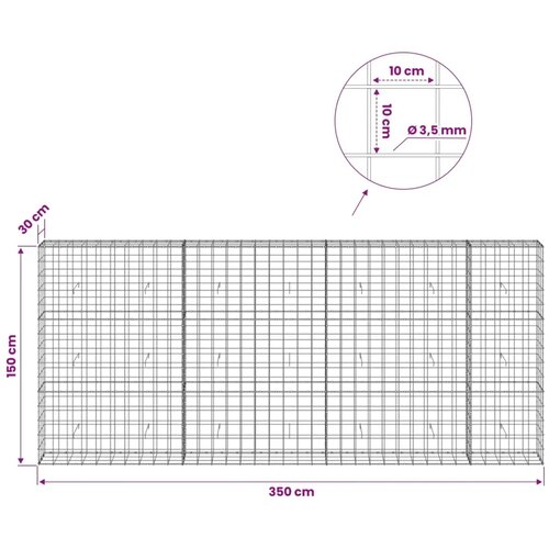  Gabion s žicom debljine 3 5 mm i mrežom 10x10 cm 350x30x150 cm - 30 cm 150 cm 350 cm Slike