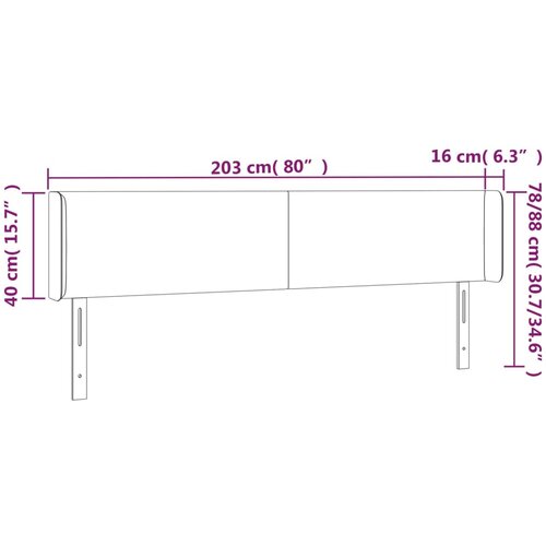  LED uzglavlje svjetlosivo 203x16x78/88 cm od tkanine Slike