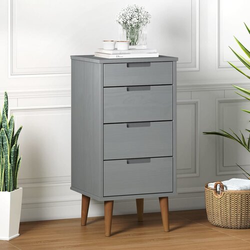 The Living Store Predalnik MOLDE siv 40x35x82 cm trdna borovina - Omarica S Predali, (21435388) Slike