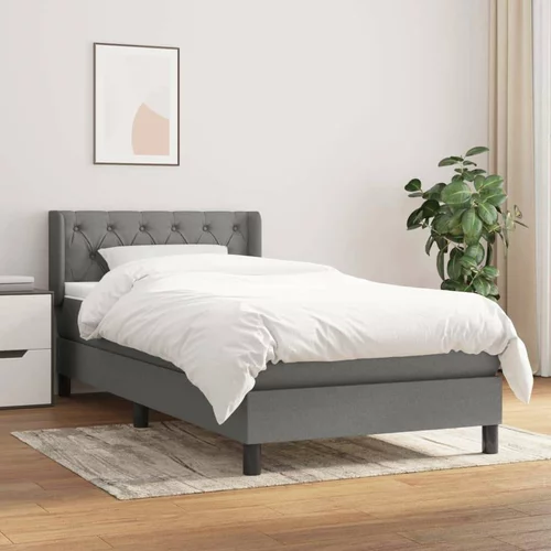  Box spring postelja z vzmetnico temno siva 80x200 cm blago, (20725159)