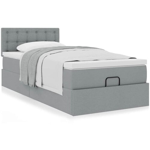 VidaXL Okvir kreveta s madraca svijetlosivi 100x200 cm od tkanine Slike