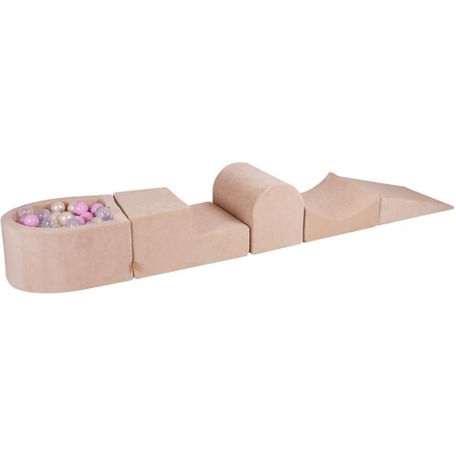 MeowBaby Foam Playground 4-delni komplet za igranje bazena s penasto žogo, 100 žog, žamet, ekru: prozorna/pastelno roza/biserno bela/siva, (21295217) Cene