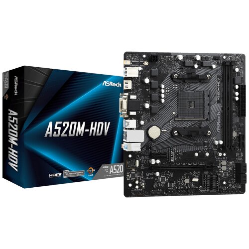 AsRock Main Board Desktop A520M-HDV 90-MXBE50-A0UAYZ Slike