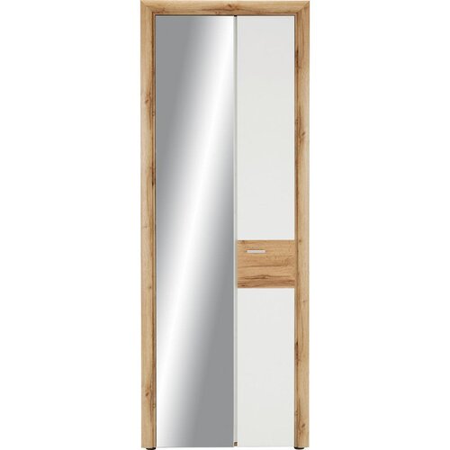Premium Living Garderobna Omara Ronny, Bela, Barva Hrasta, Ogledalo Cene